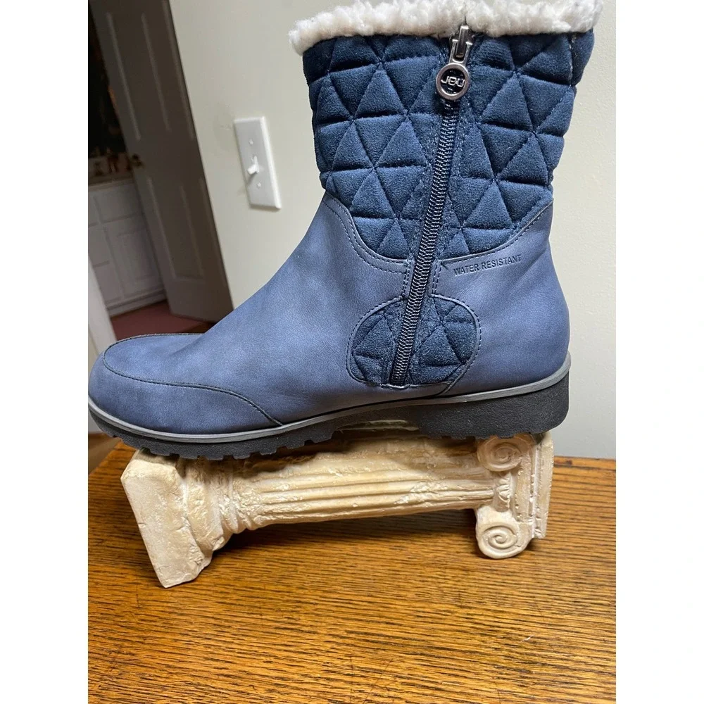 JBU Jambu Gabriella‎ Womens 11M Navy Blue Water Resistant Quilted Faux Fur Boots
